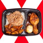 Rice, Beans, Egg, Plantain and Chicken